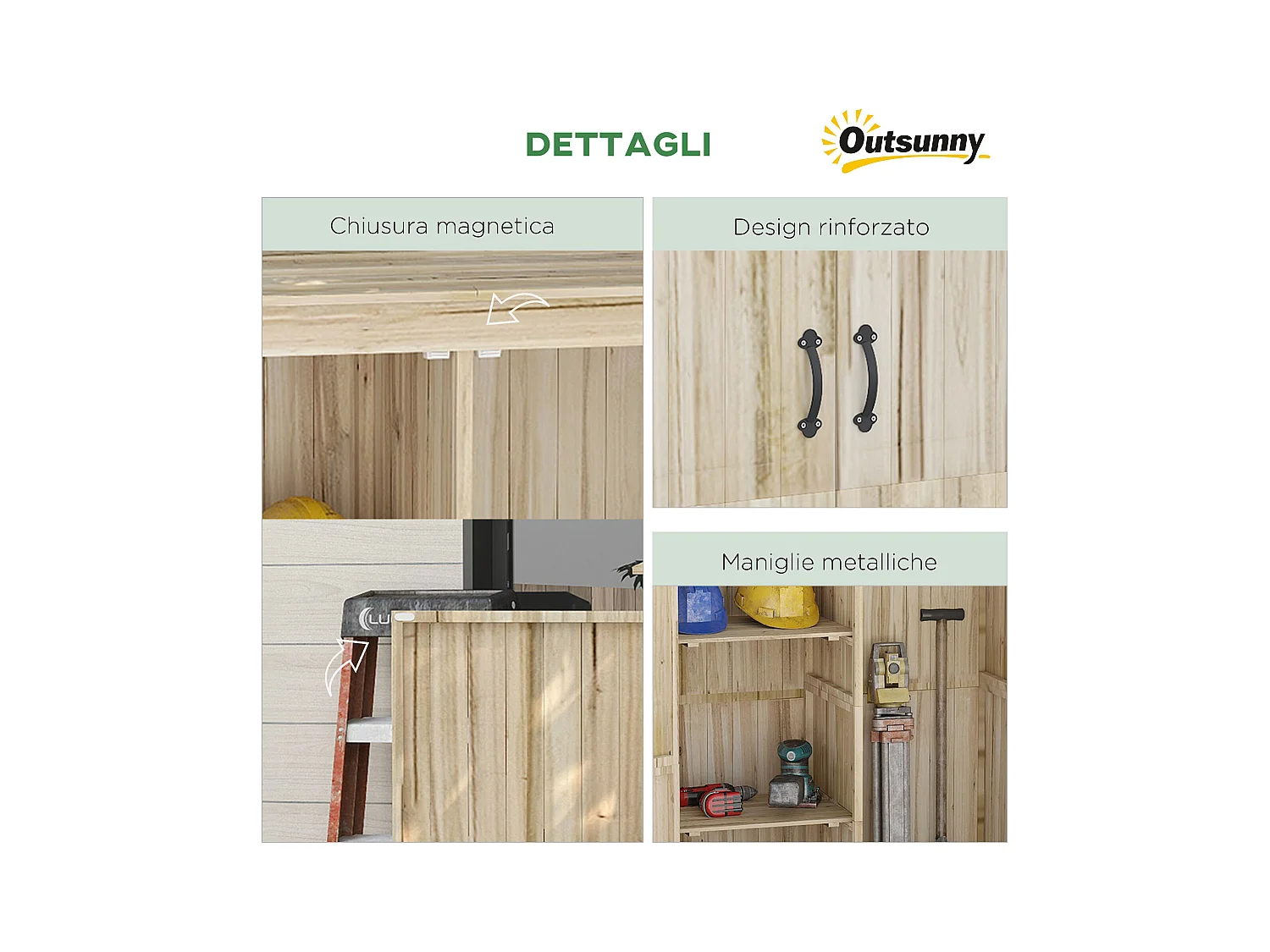 Casetta da giardino in legno di abete a 2 porte 120x57x183cm