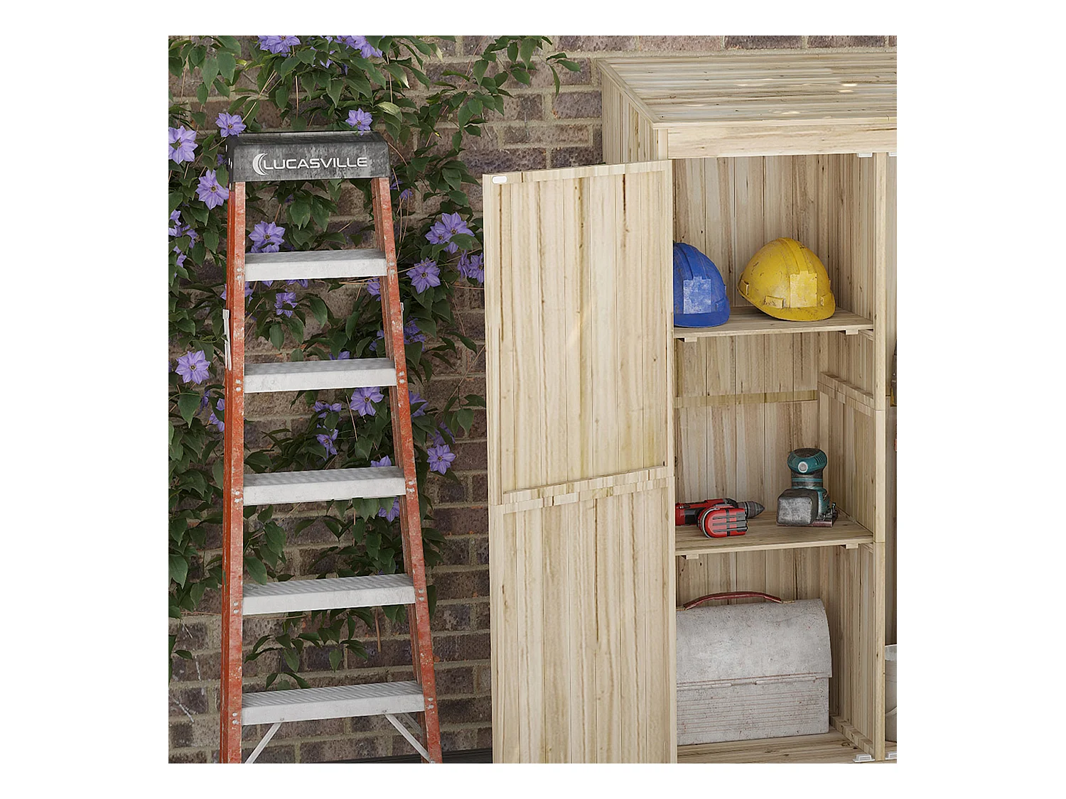 Casetta da giardino in legno di abete a 2 porte 120x57x183cm