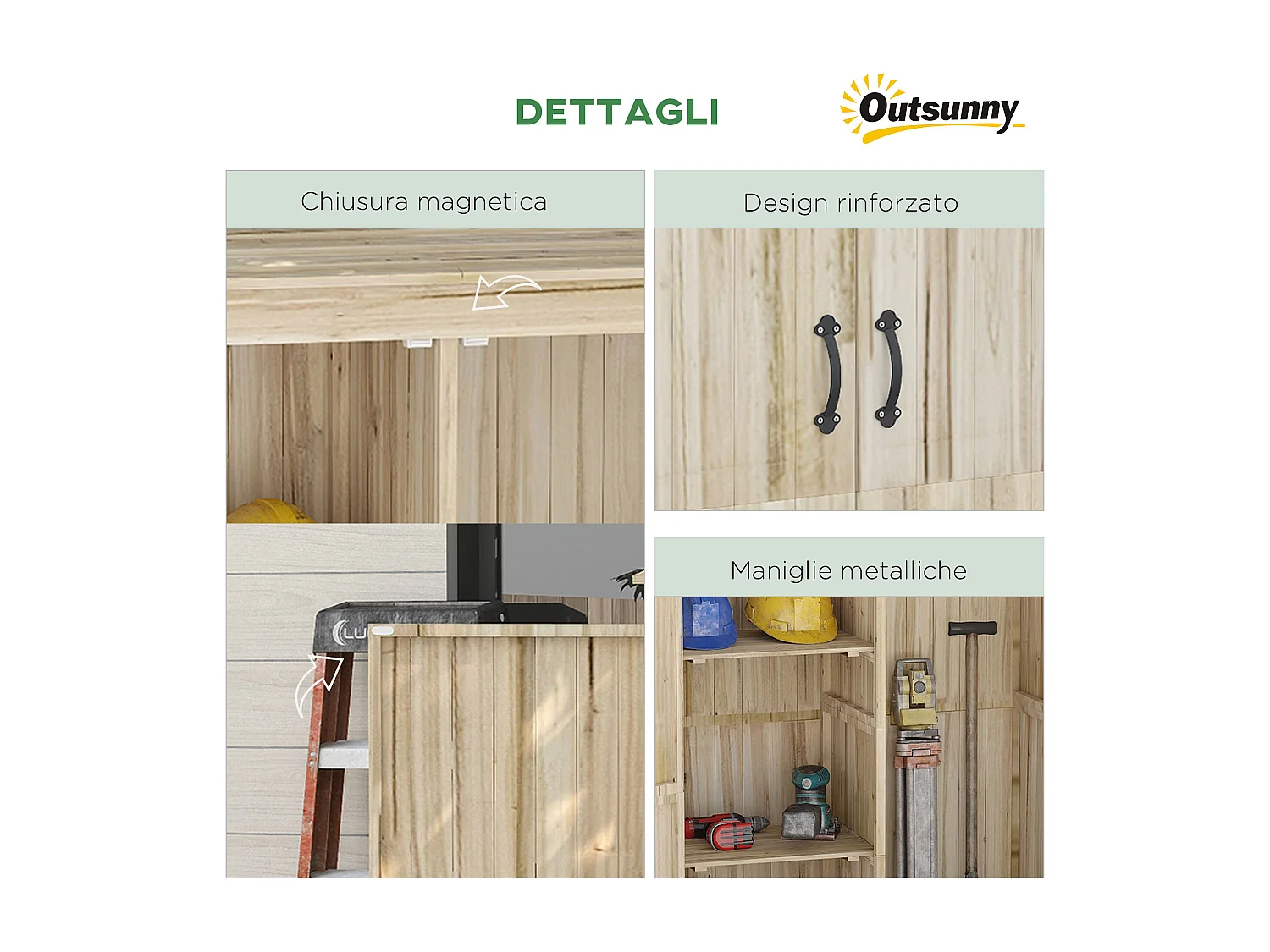 Casetta da giardino in legno di abete a 2 porte 120x57x183cm