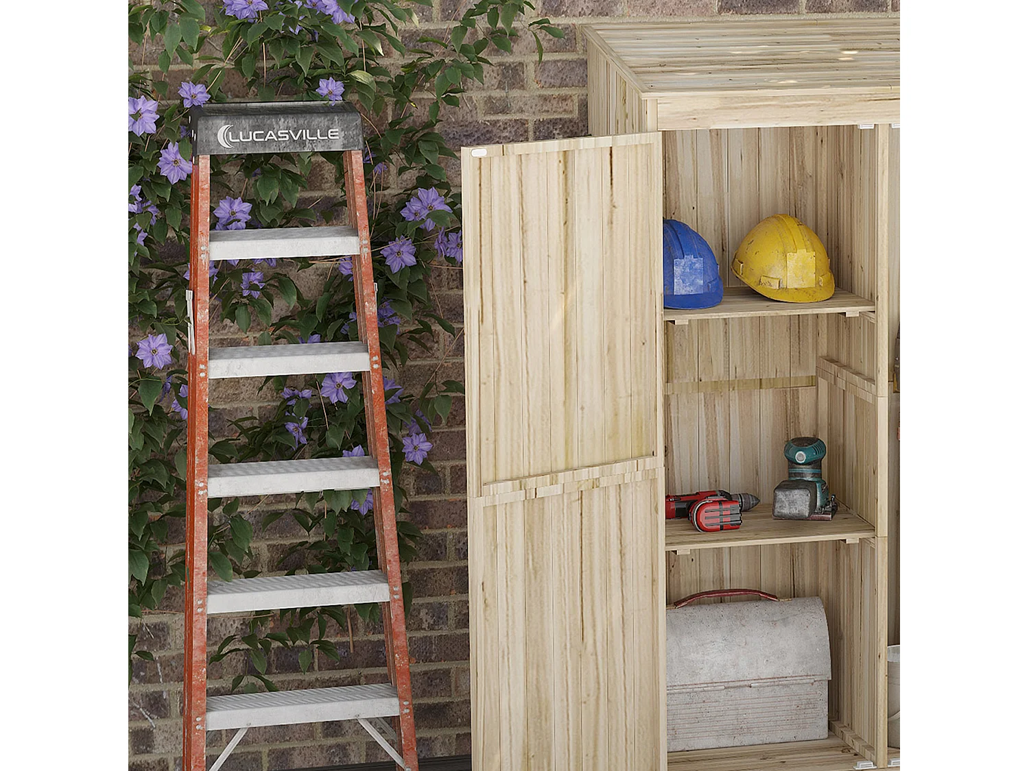 Casetta da giardino in legno di abete a 2 porte 120x57x183cm
