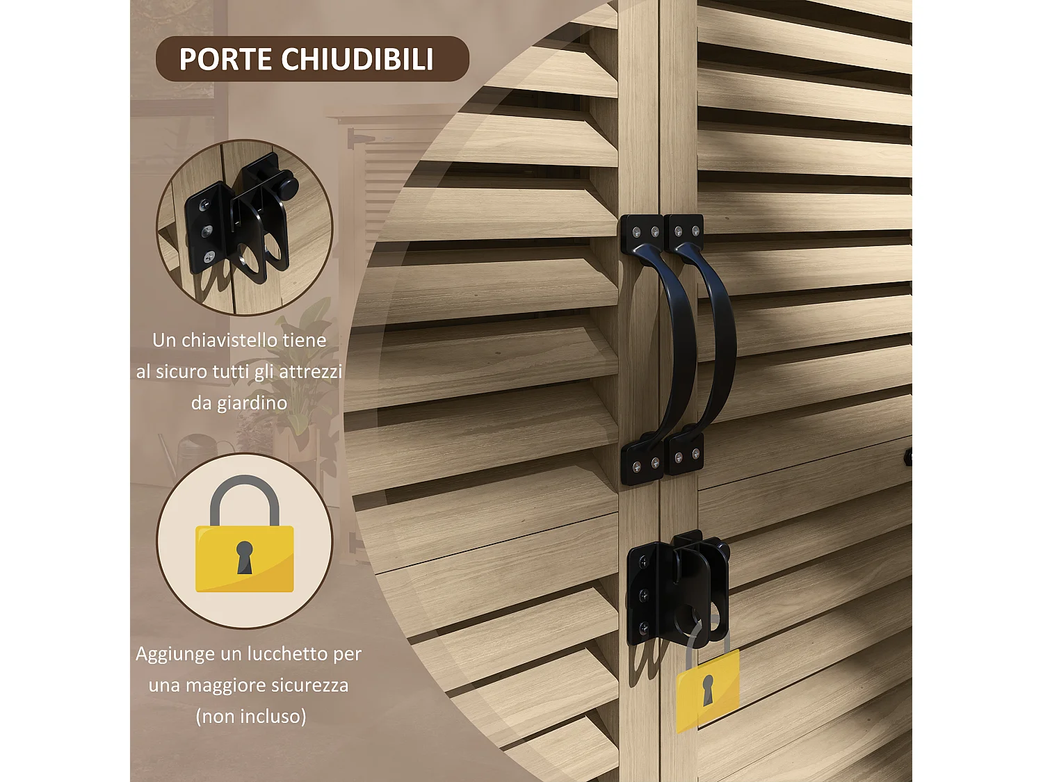 Armadio da esterno a 2 ripiani in legno di abete 75x50x111/118 cm