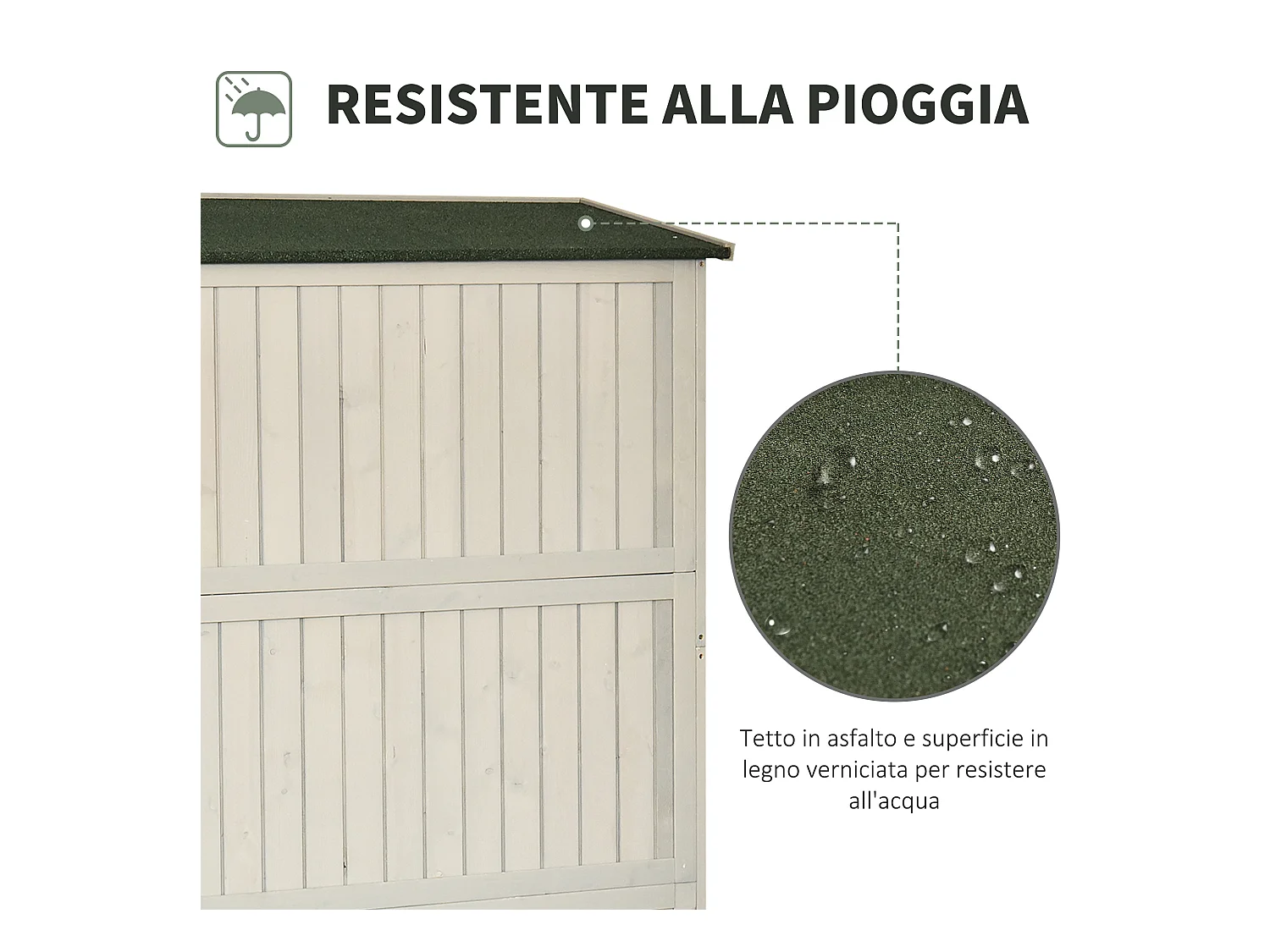 Casetta da giardino legno porta doppia mensole 127.5x50x164cm