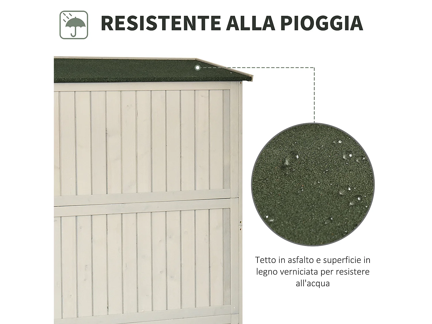 Casetta da giardino legno porta doppia mensole 127.5x50x164cm