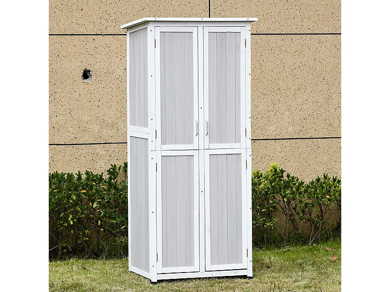 Casetta porta attrezzi in legno di abete 3 livelli con ganci