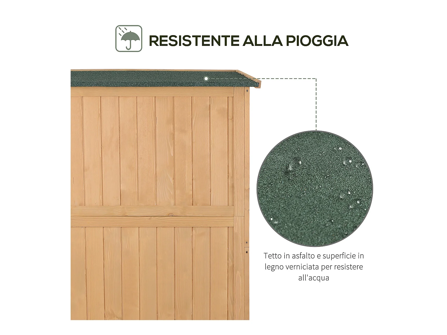 Casetta da giardino legno porta doppia mensole 127.5x50x164cm