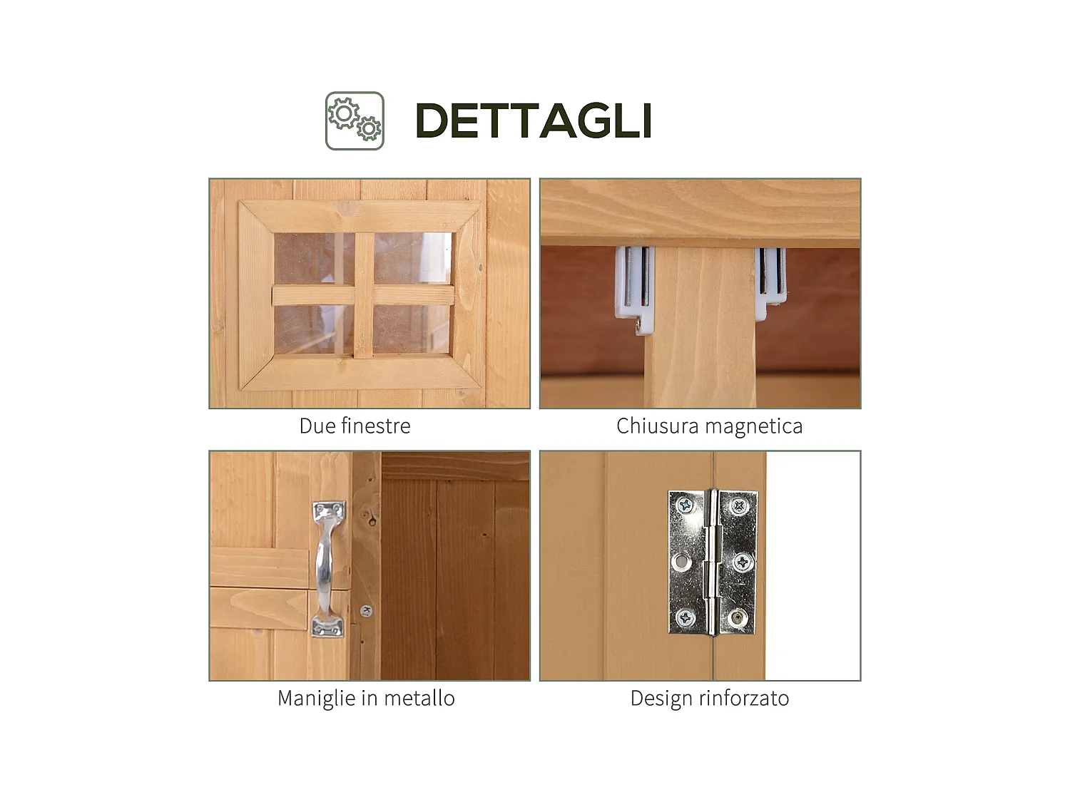 Casetta da giardino legno porta doppia mensole 127.5x50x164cm