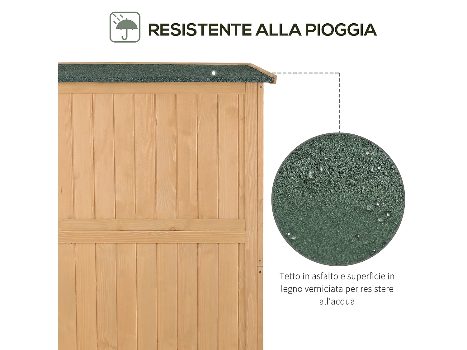 Casetta da giardino legno porta doppia mensole 127.5x50x164cm