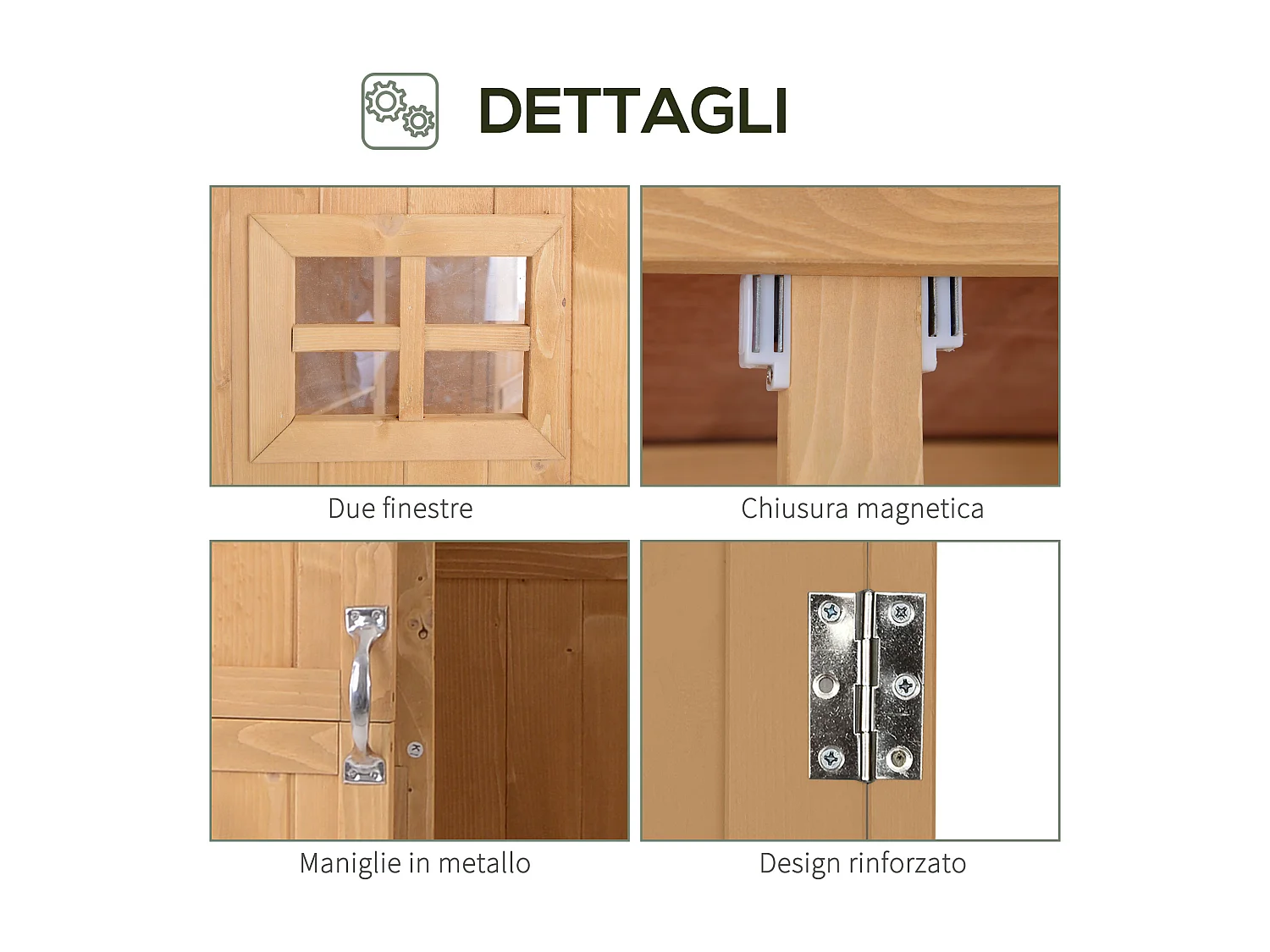 Casetta da giardino legno porta doppia mensole 127.5x50x164cm