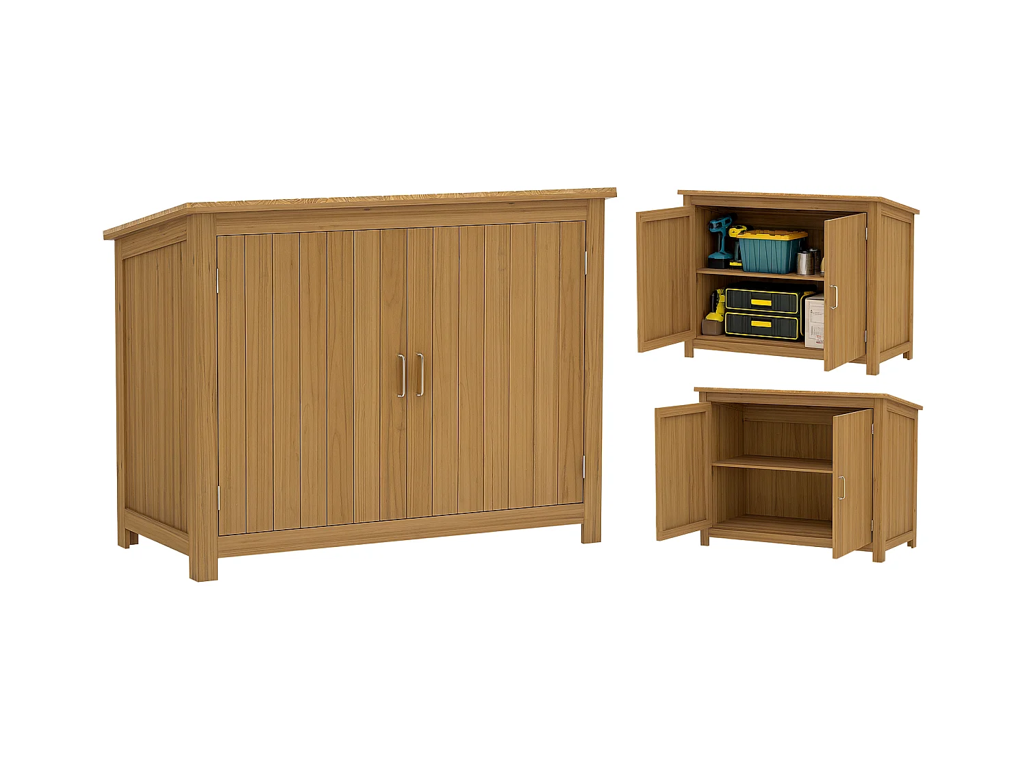 Armadio da esterno con 2 porte e 2 ripiani in legno