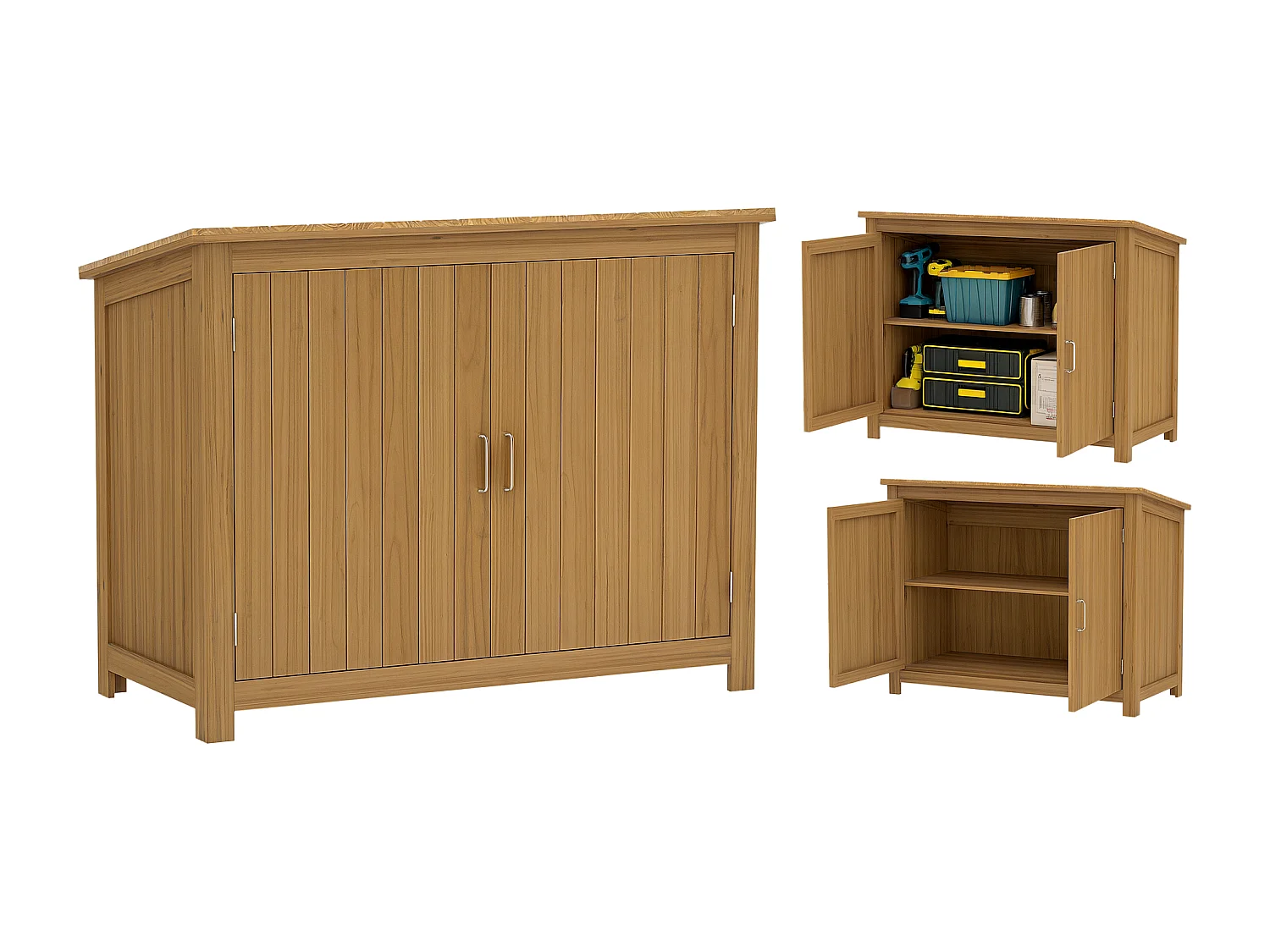 Armadio da esterno con 2 porte e 2 ripiani in legno