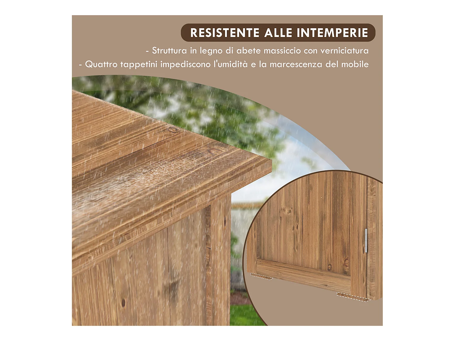 Casetta da giardino per attrezzi a 2 ante stile country in legno