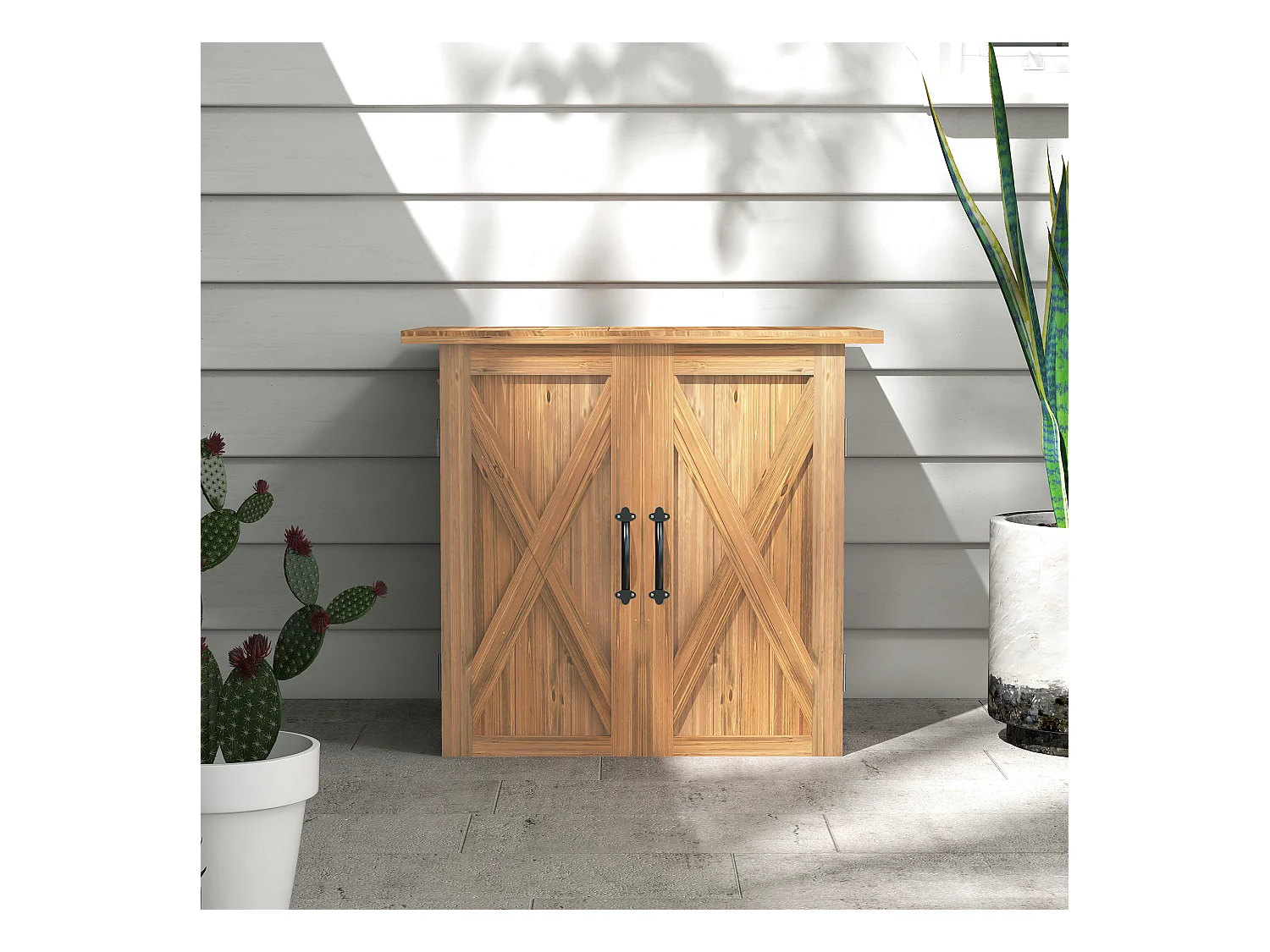 Casetta da giardino per attrezzi a 2 ante stile country in legno