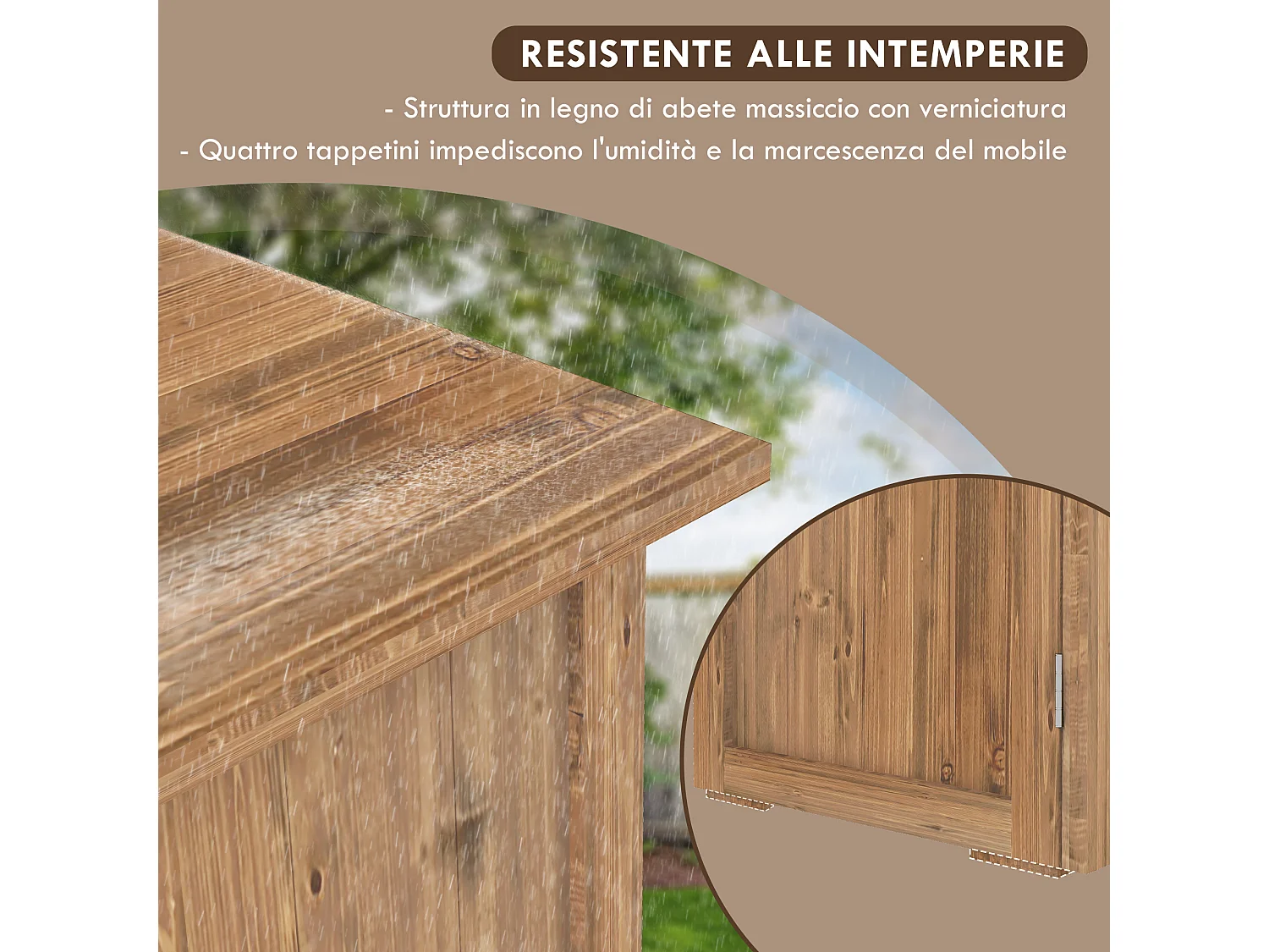 Casetta da giardino per attrezzi a 2 ante stile country in legno