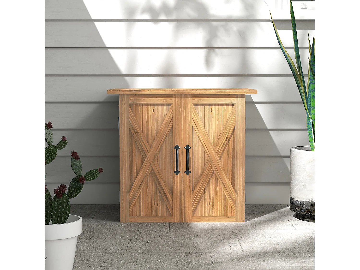 Casetta da giardino per attrezzi a 2 ante stile country in legno