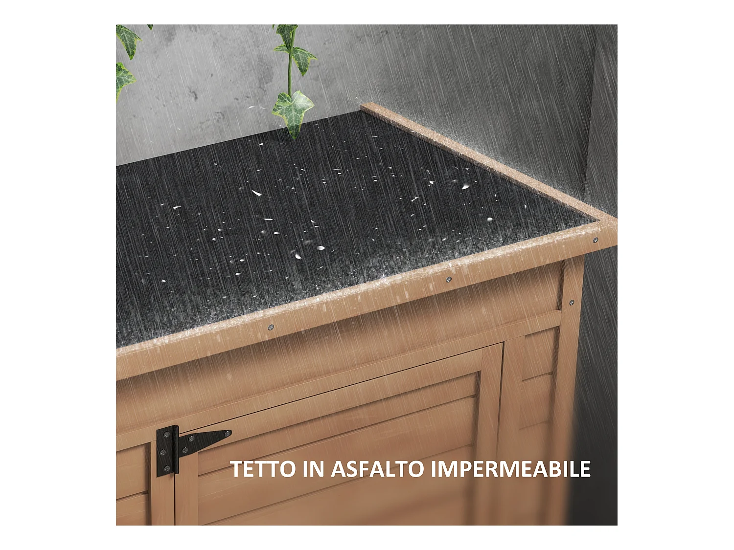 Armadio da giardino con ripiano regolabile e catenaccio in legno