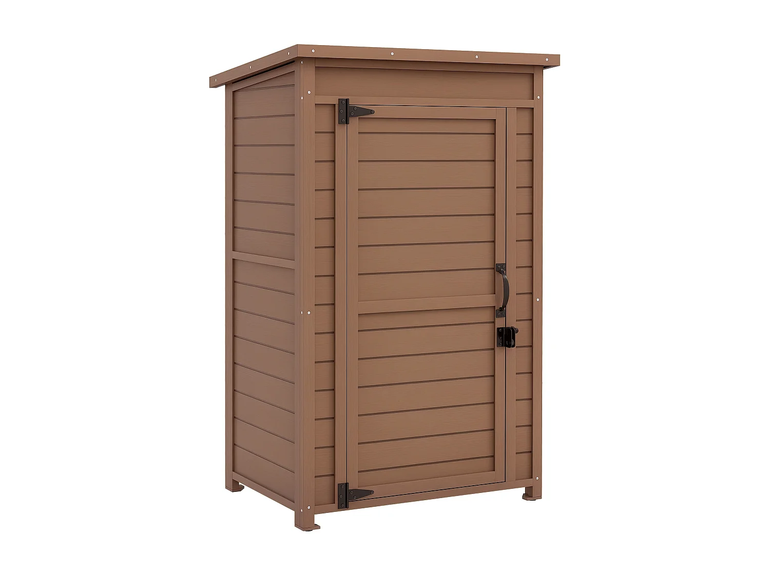 Armadio da giardino con ripiano regolabile e catenaccio in legno