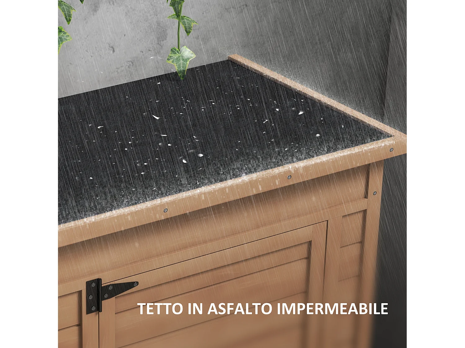 Armadio da giardino con ripiano regolabile e catenaccio in legno