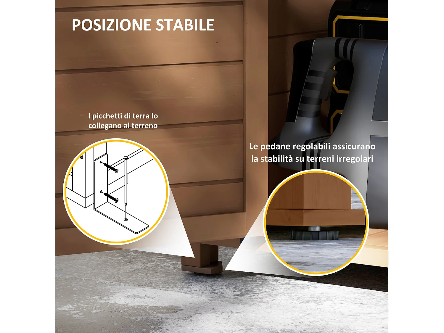 Armadio da giardino con ripiano regolabile e catenaccio in legno