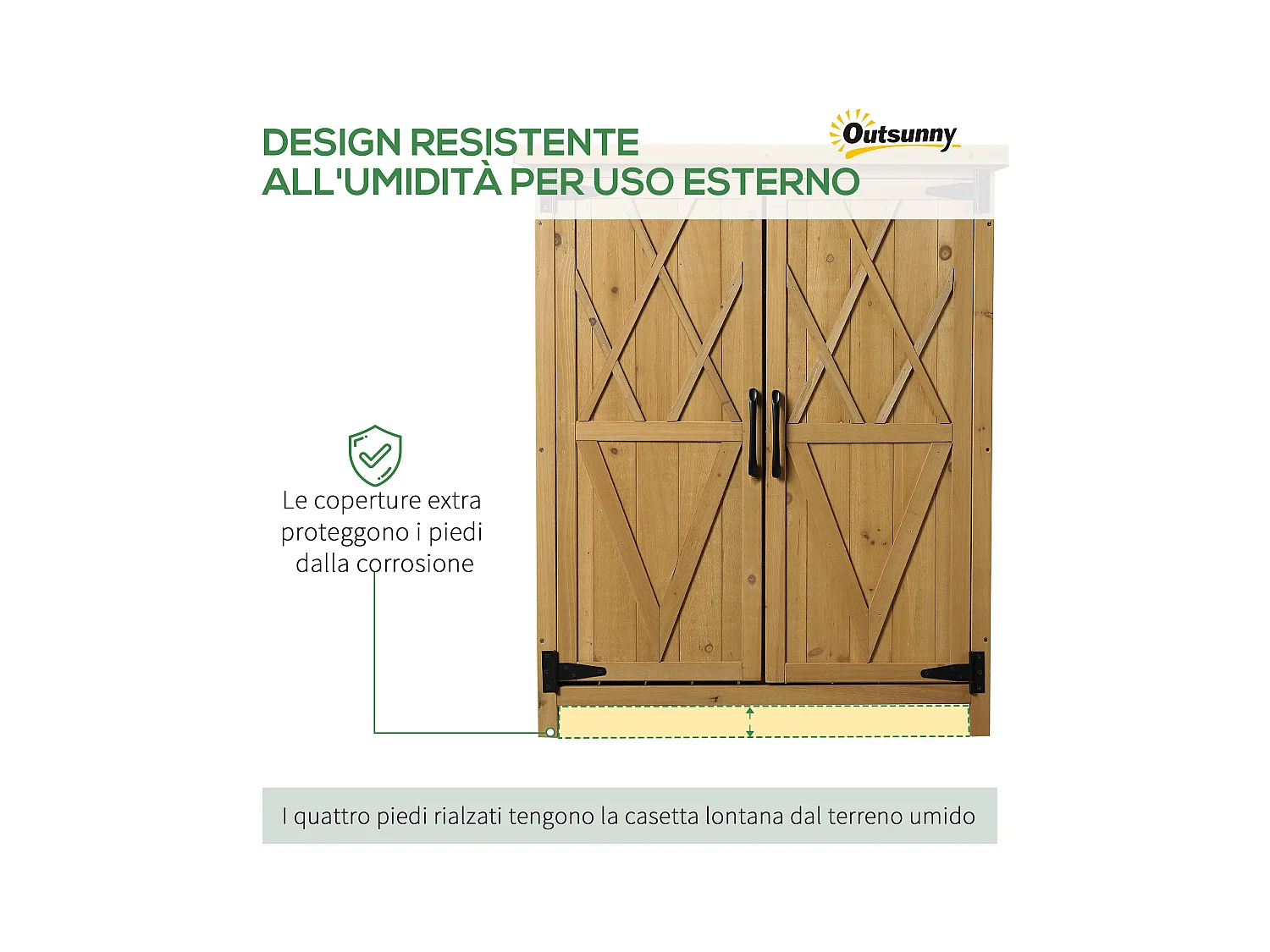 Armadio da giardino porta attrezzi a 2 ante 75x40x90 cm in legno