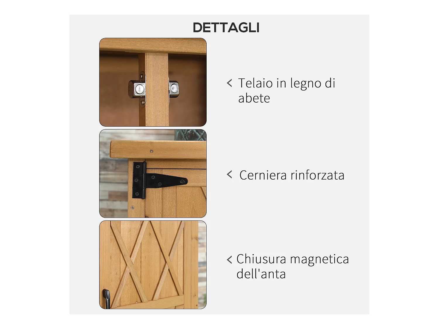 Armadio da giardino porta attrezzi a 2 ante 75x40x90 cm in legno