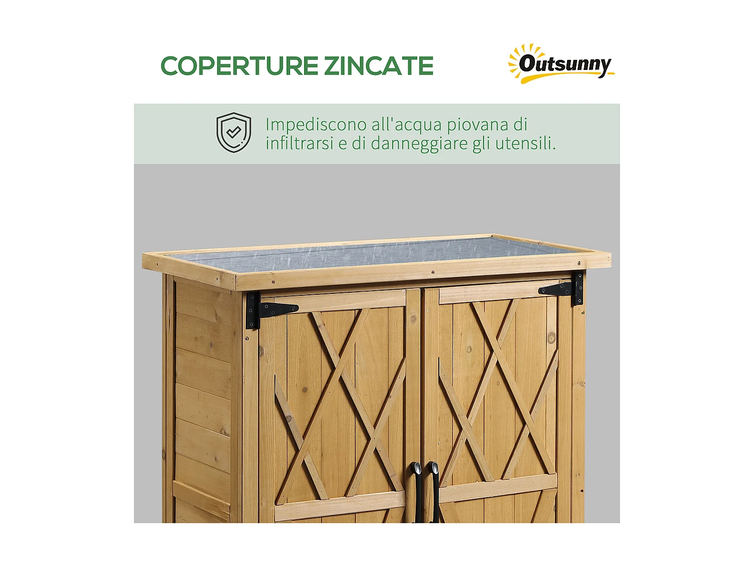 Armadio da giardino porta attrezzi a 2 ante 75x40x90 cm in legno