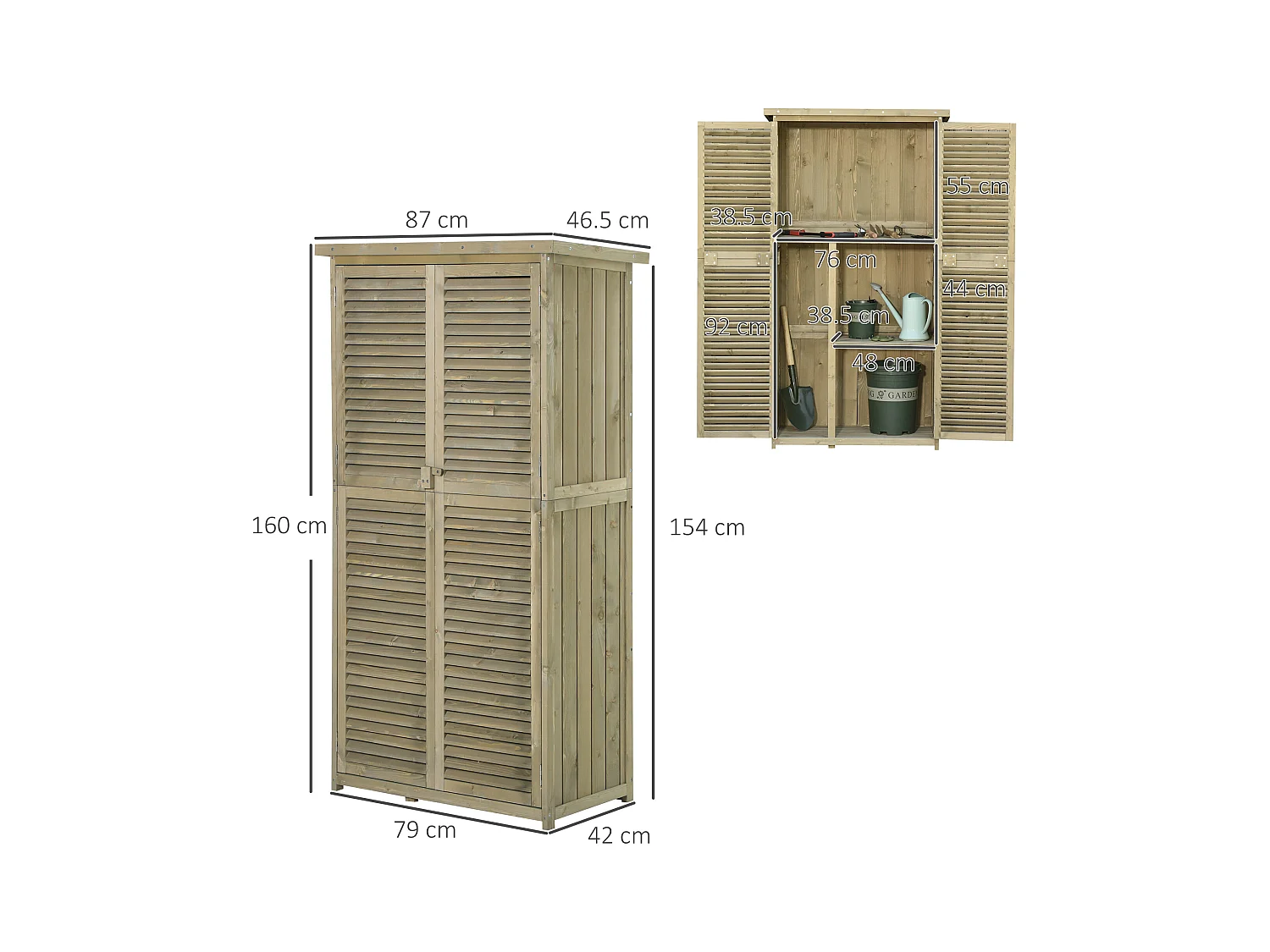 Casetta da giardino porta attrezzi impermeabile in legno di abete