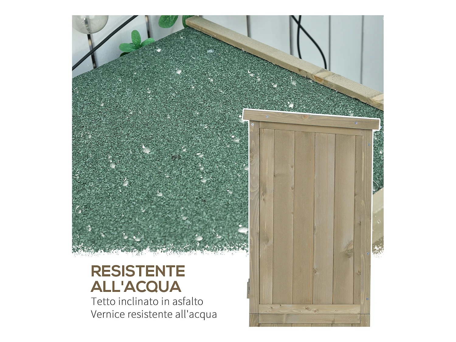 Casetta da giardino porta attrezzi impermeabile in legno di abete