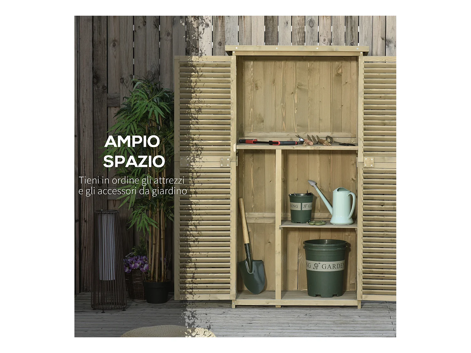 Casetta da giardino porta attrezzi impermeabile in legno di abete