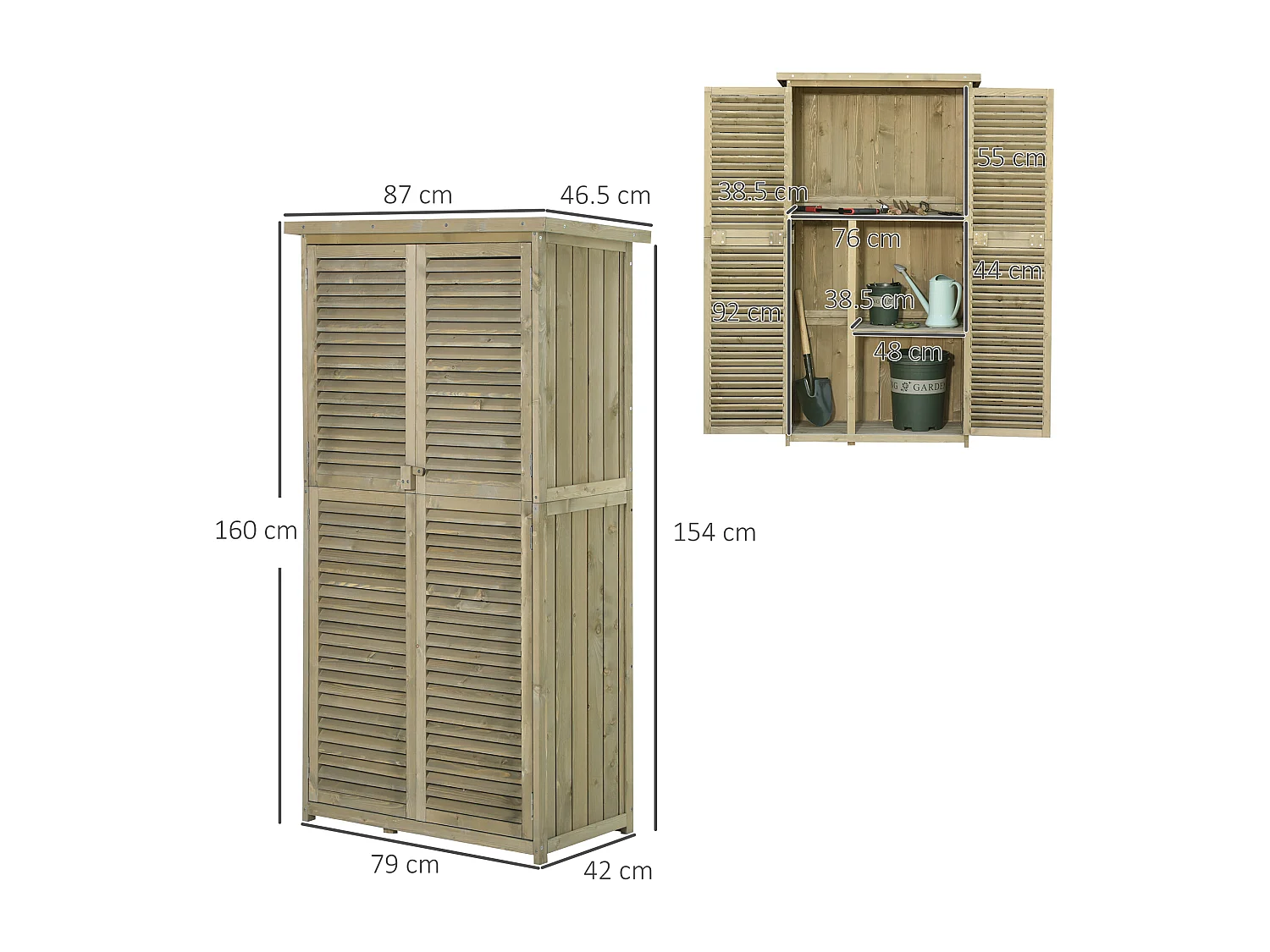 Casetta da giardino porta attrezzi impermeabile in legno di abete