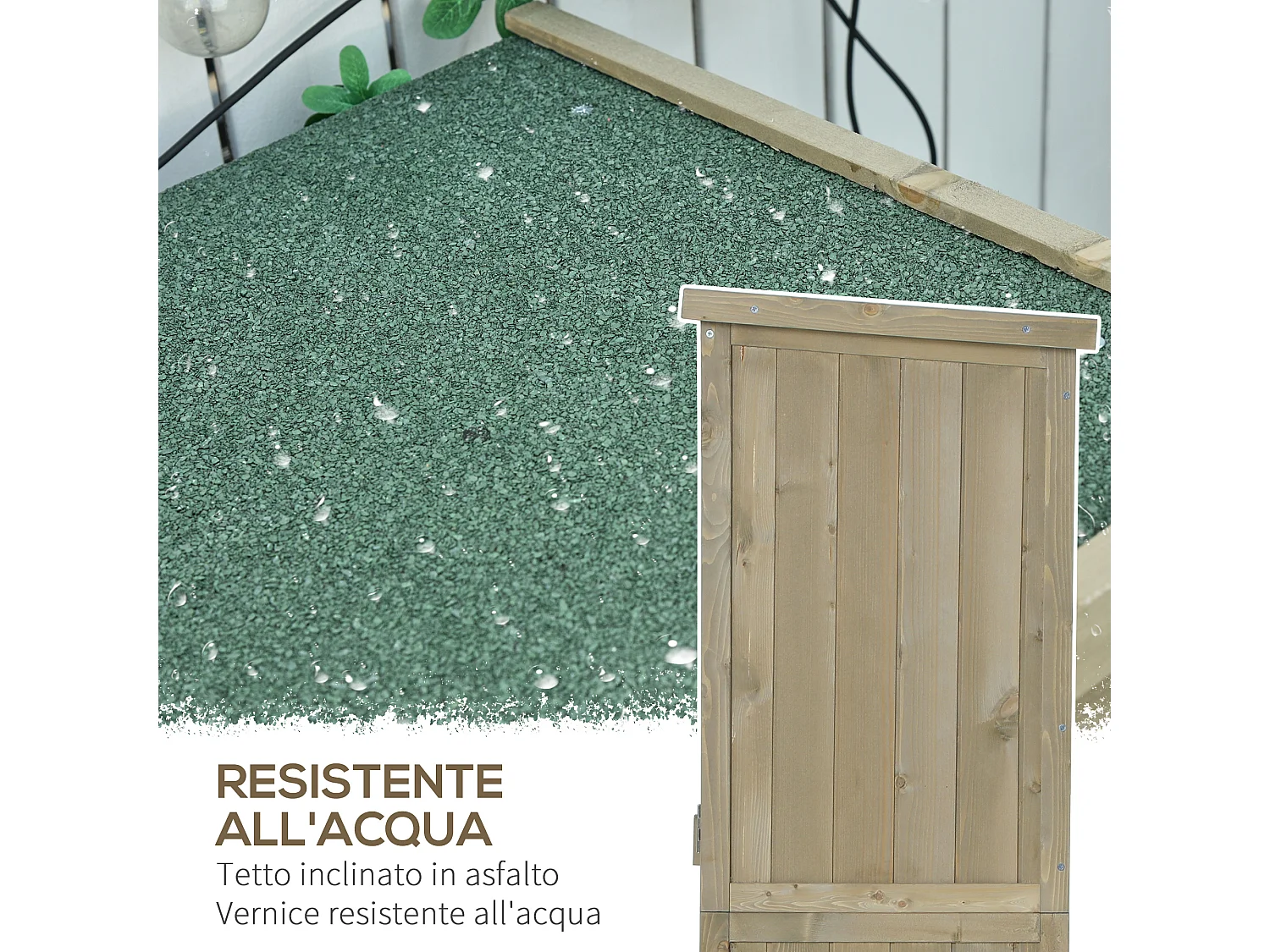 Casetta da giardino porta attrezzi impermeabile in legno di abete