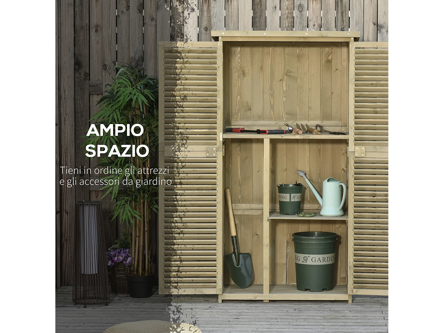 Casetta da giardino porta attrezzi impermeabile in legno di abete