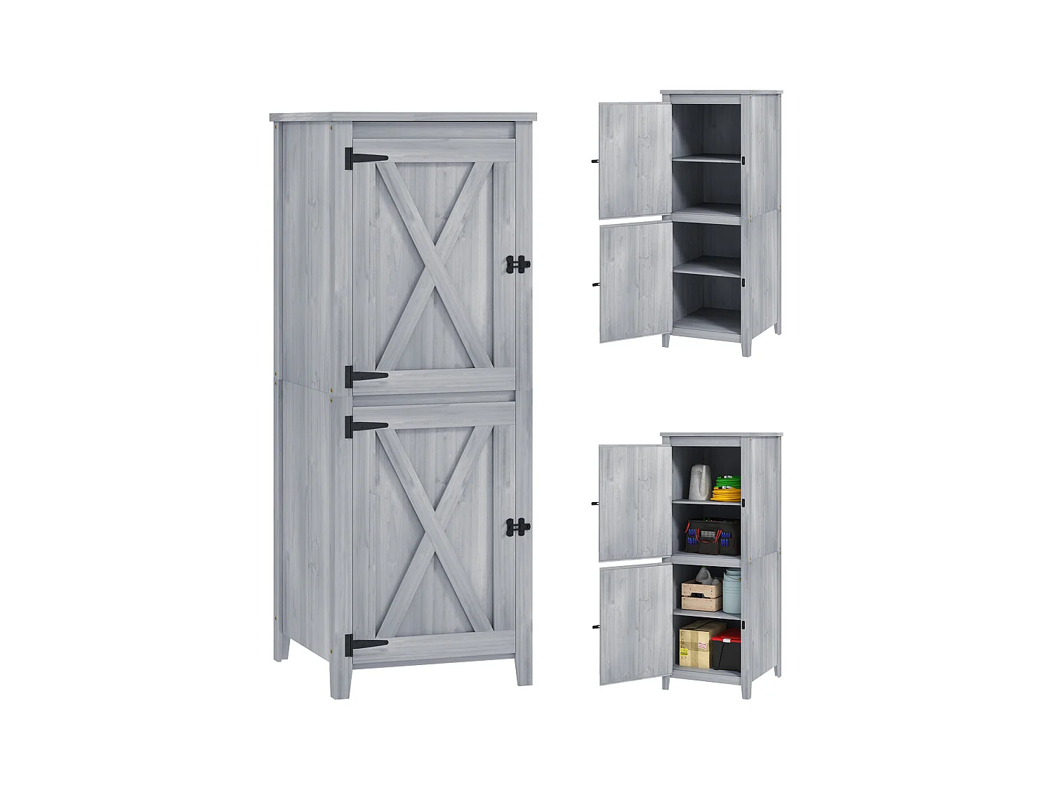 Capanno porta attrezzi da esterno con 2 armadietti con blocco grigio