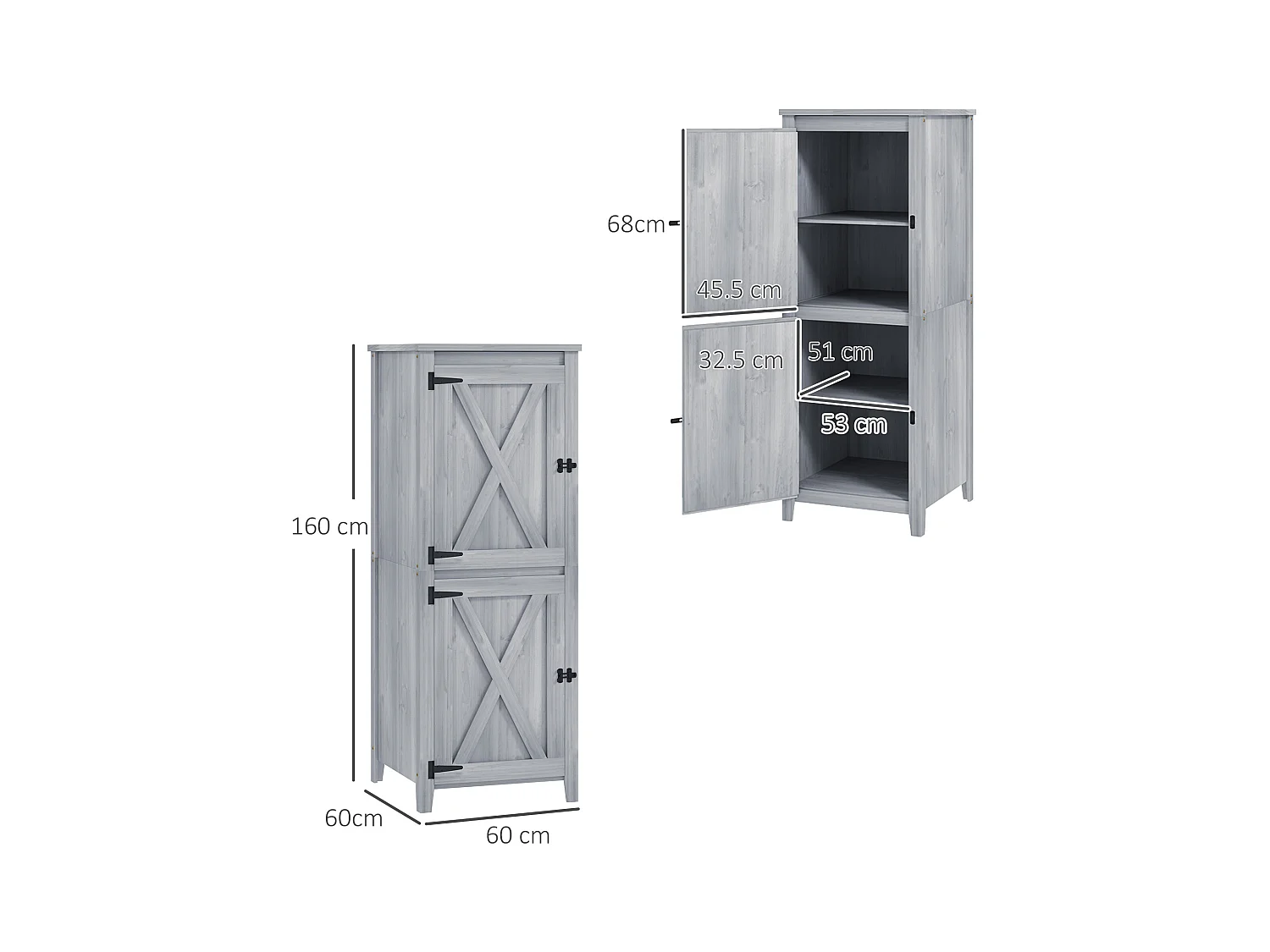 Capanno porta attrezzi da esterno con 2 armadietti con blocco grigio