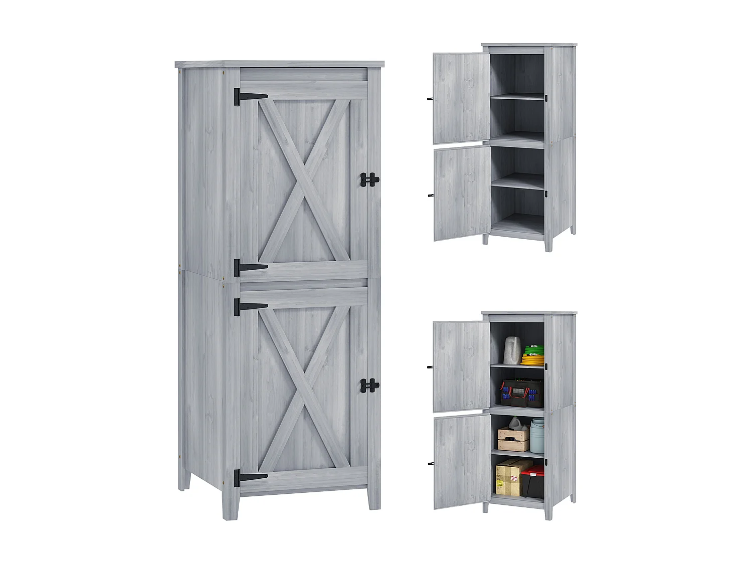 Capanno porta attrezzi da esterno con 2 armadietti con blocco grigio