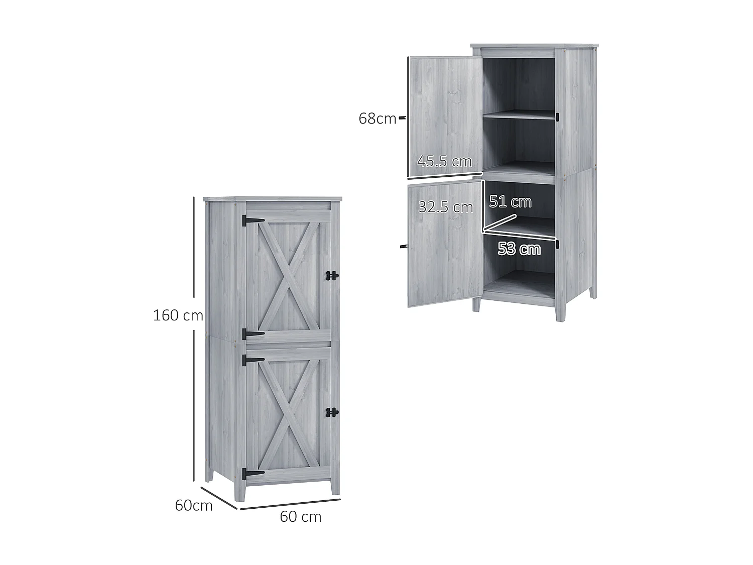 Capanno porta attrezzi da esterno con 2 armadietti con blocco grigio