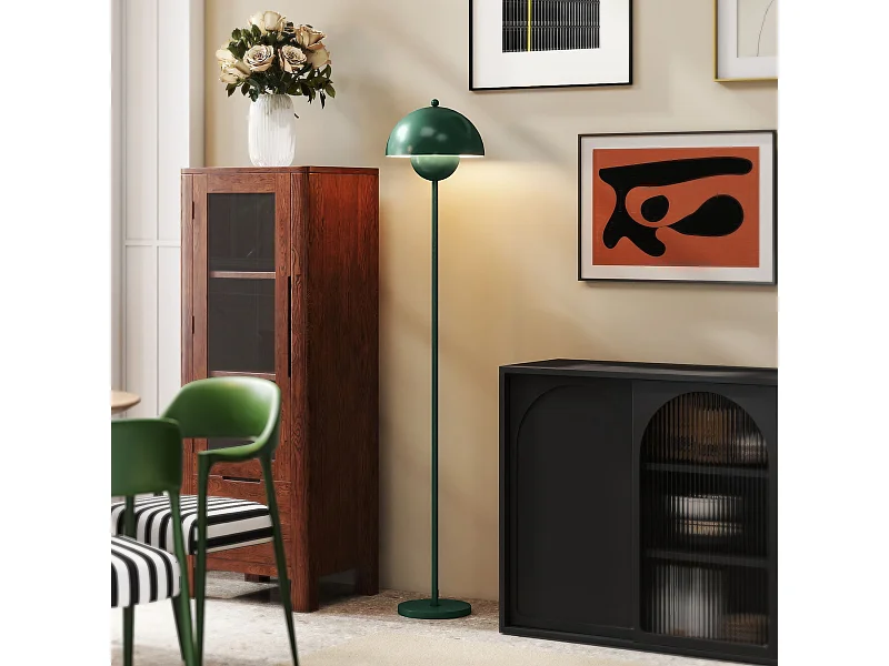 Lampada da terra moderna con paralume semicircolare verde