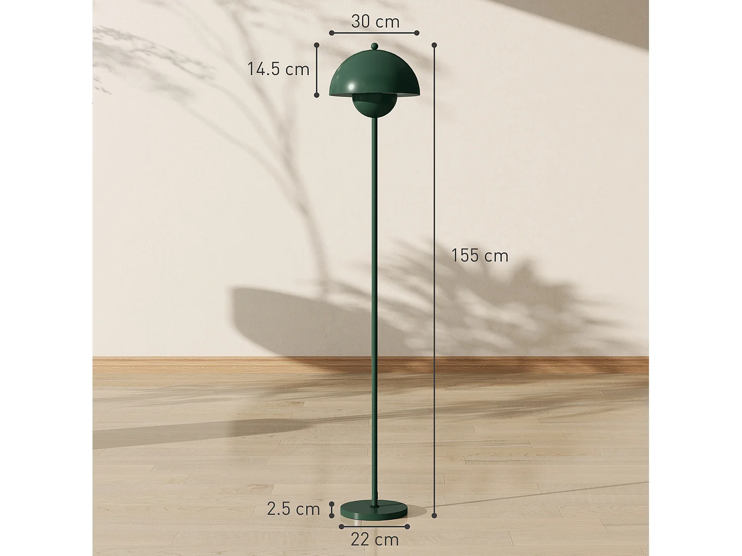 Lampada da terra moderna con paralume semicircolare verde