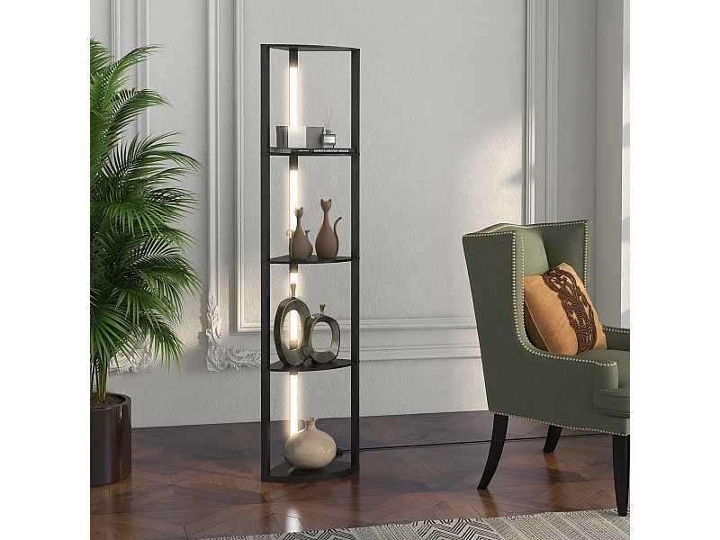 Lampada da terra in mdf a 4 ripiani con luce led da 3000k