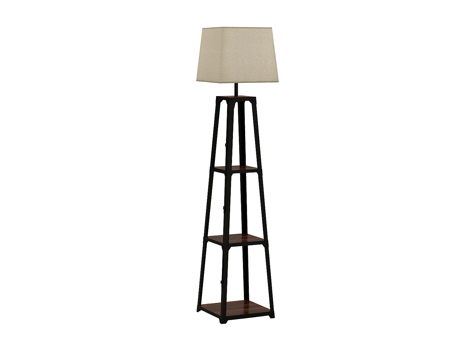 Lampada da terra a 3 ripiani con paralume in tessuto