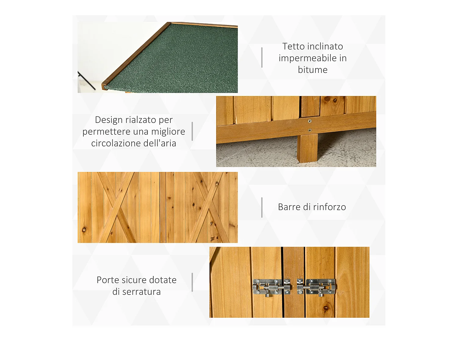 Casetta da giardino in legno a 2 ante con sgabello alto