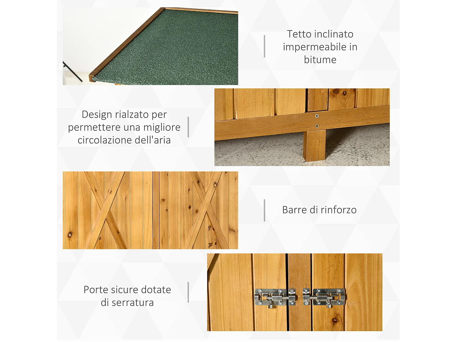 Casetta da giardino in legno a 2 ante con sgabello alto