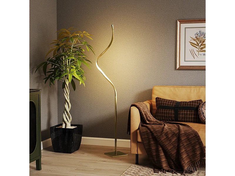Lampada da terra led a spirale con 3 luminosità regolabili oro