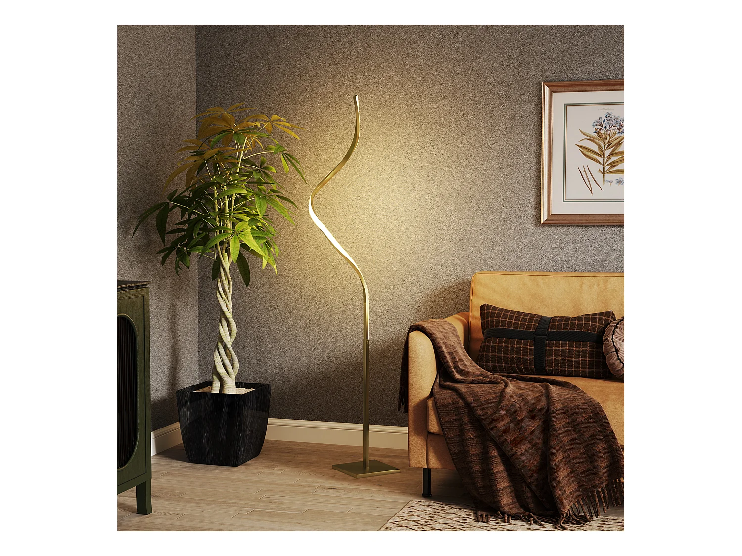 Lampada da terra led a spirale con 3 luminosità regolabili oro