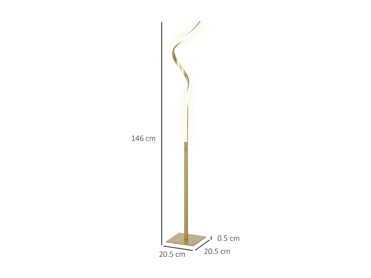 Lampada da terra led a spirale con 3 luminosità regolabili oro