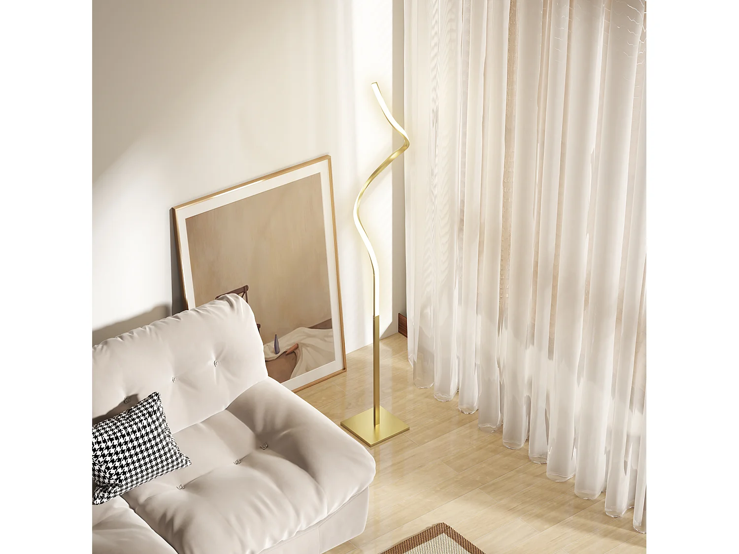 Lampada da terra led a spirale con 3 luminosità regolabili oro