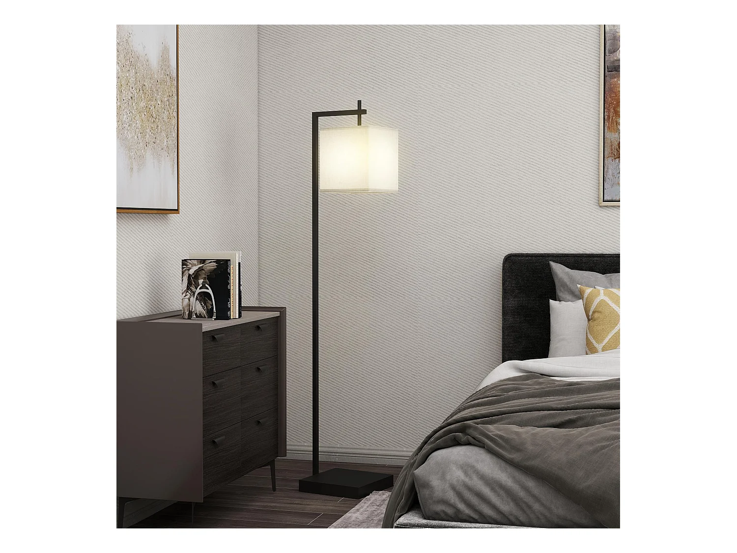 Lampada da terra luminosità regolabile con telecomando e lampadina 9w