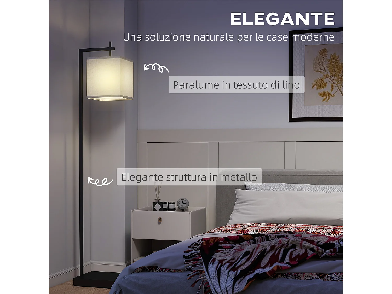 Lampada da terra luminosità regolabile con telecomando e lampadina 9w