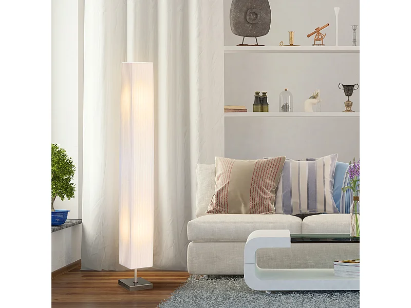 Lampada piantana da terra design moderna salotto tessuto bianco