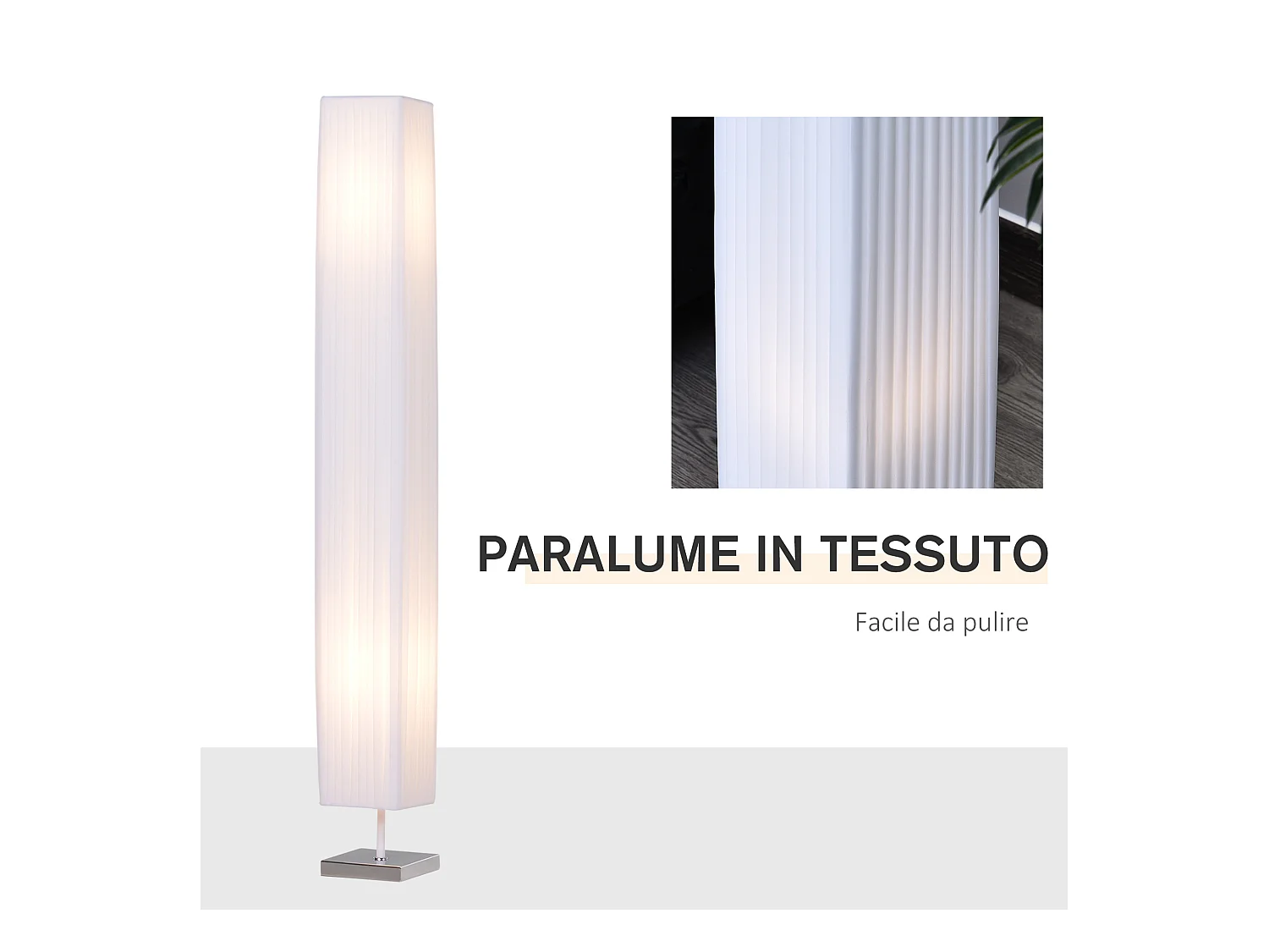 Lampada piantana da terra design moderna salotto tessuto bianco