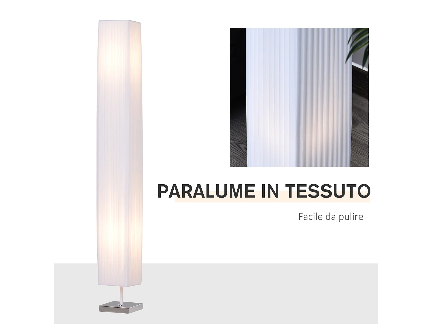 Lampada piantana da terra design moderna salotto tessuto bianco
